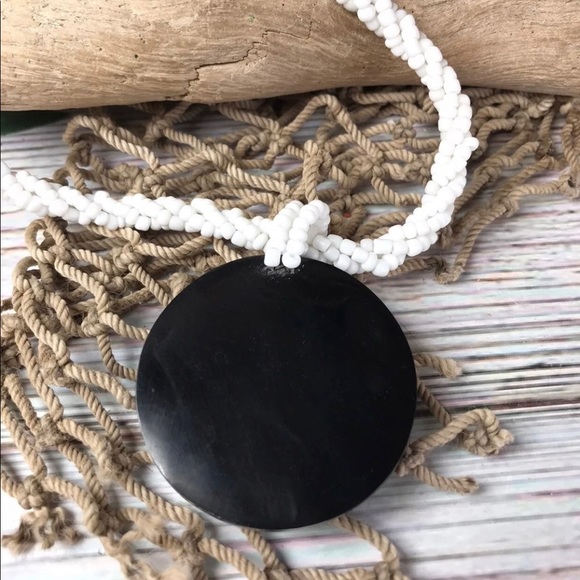 NEW Real Abalone Shell Large Pendant on Bohemian Glass Beaded Necklace Seasshell - Picture 12 of 16